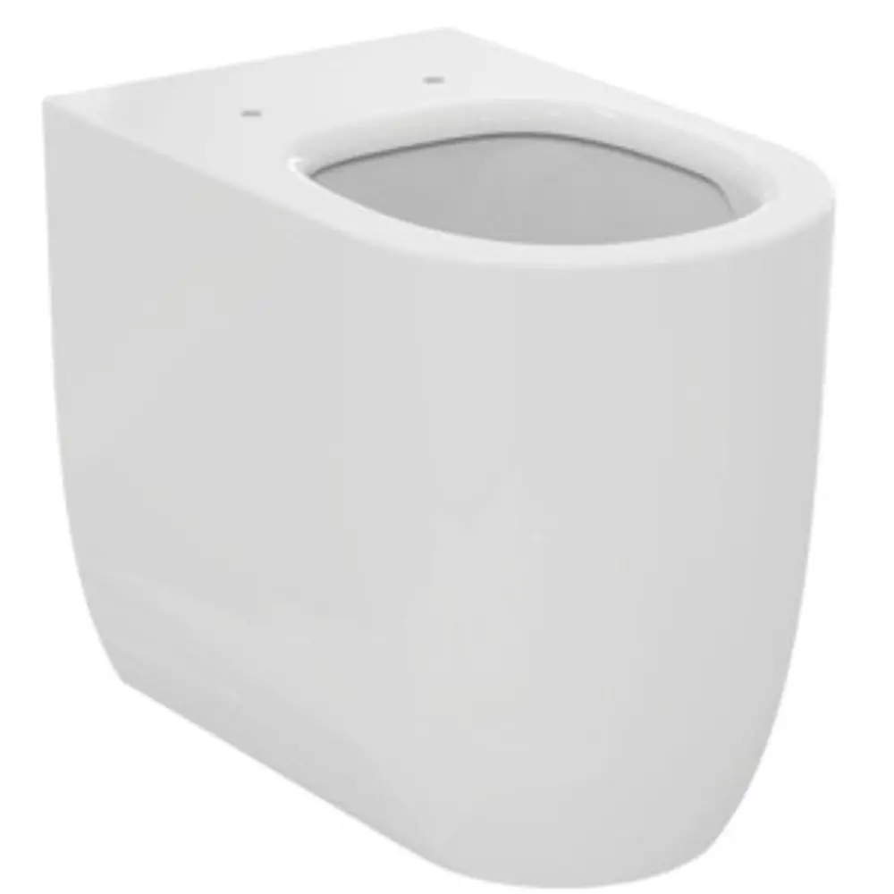 Weißes Standtiefspül-WC von Ideal Standard mit klarer, minimalistischer Form. Die Öffnung ist oval und die Oberfläche ist pflegeleicht.